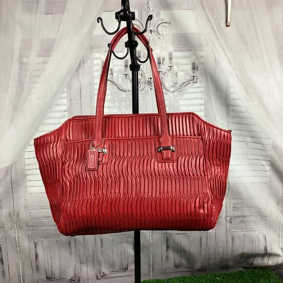 Coach Taylor Gathered Leather Alexis Carryall Tote Red NWT - Picture 16 of 16